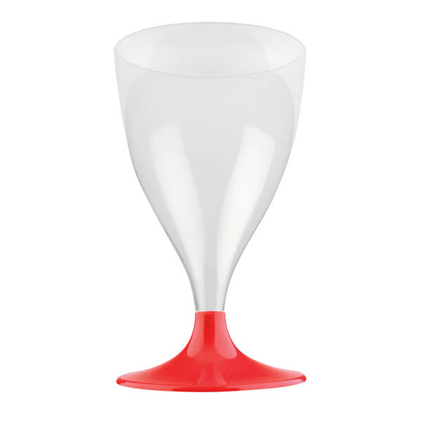VERRE EAU/VIN + PIED 200ML X10 - Rouge - GOLD PLAST